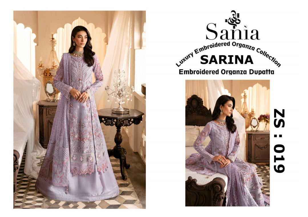 SARINA BY SANIA 3 PC EMBROIDERED LUXURY ORGANZA COLLECTION 2024 (PACK OF 04)